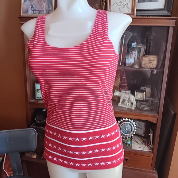 Vintage 1970s Womens Red Tank Top Small Star Print by Bobbie Brooks Shirt Hippy - Picture 3 of 8